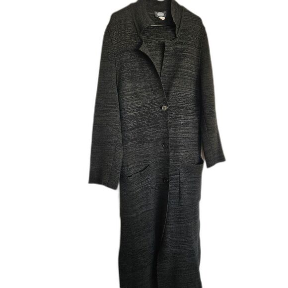 MAGIC Long Duster Sweater made in Italy, Olivegreen/black mix, women's M, Merino - Picture 1 of 6